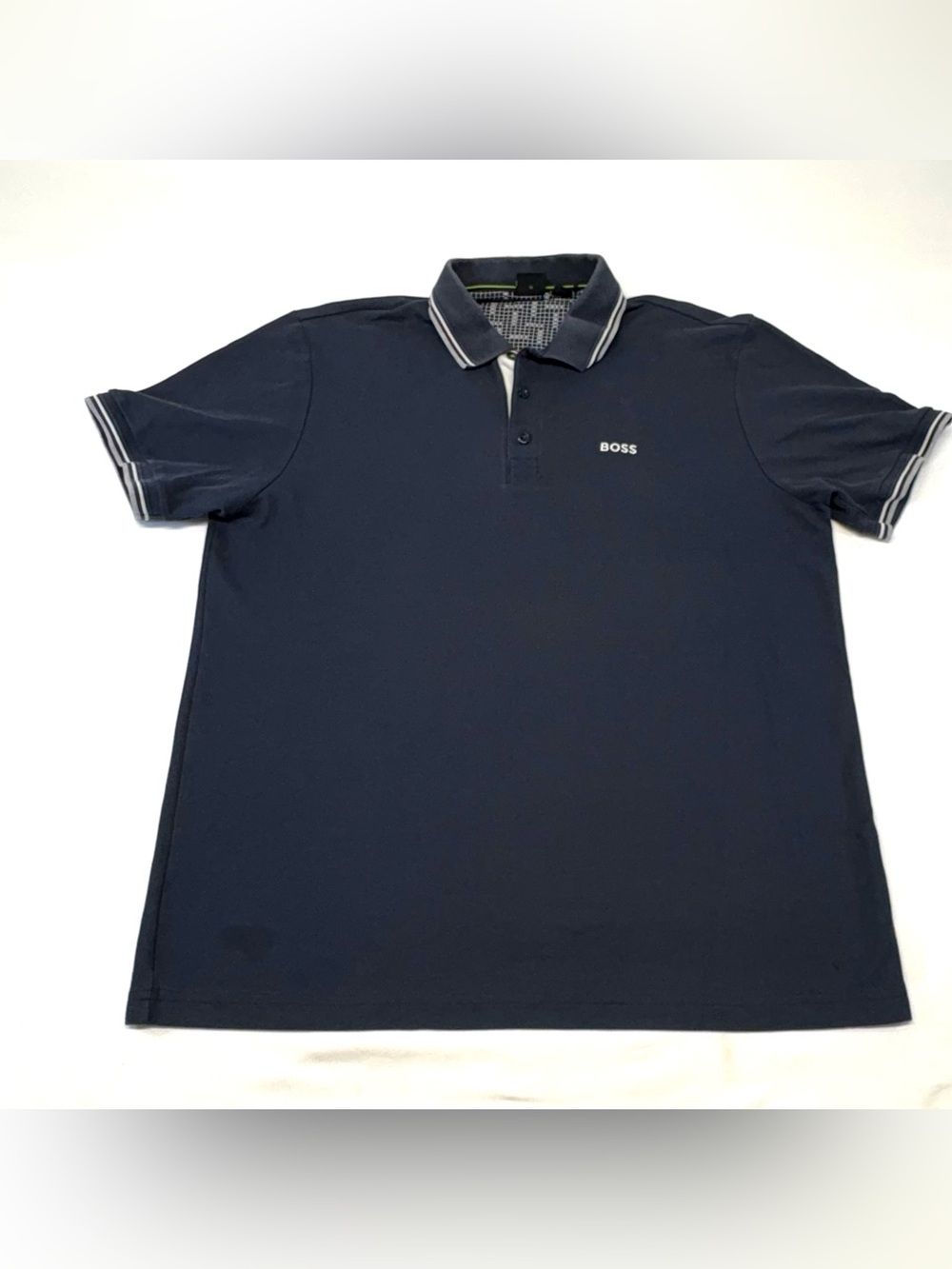 BOSS Hugo Boss Men’s Paddy Polo Shirt Navy Blue White Tipping Regular Fit XL